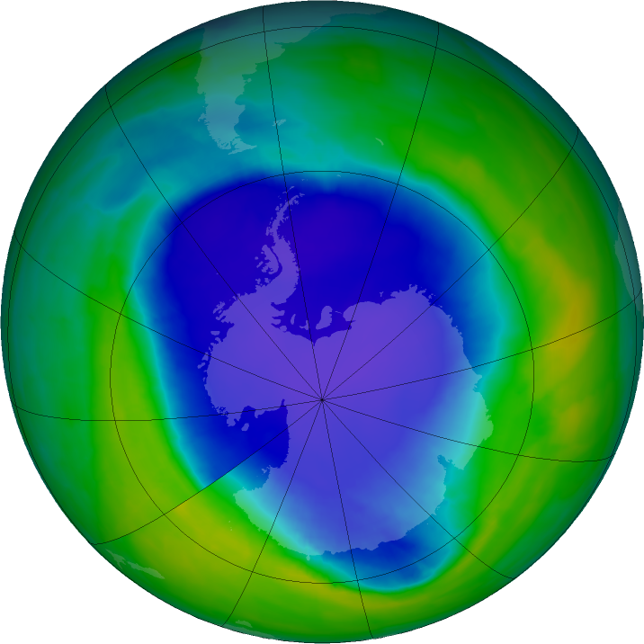 Antarctic ozone map for 11 November 2015